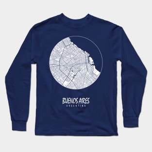 Buenos Aires, Argentina City Map - Full Moon Long Sleeve T-Shirt